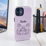 Personalised 1-4 Pet Portrait Photos Double-layer Phone Case for iPhone Samsung with Name Birthday Gift for Dog Cat Pet Lovers