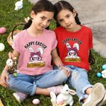 Personalized Happy Easter Cute Bunny 100% Cotton T-shirt Sweatshirt Hoodie with Name Easter Party Gift for Boys Girls