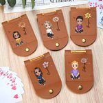 Personalised Cartoon Character Birth Flower Leather Cribbage Board Set with Name Travel Essential Birthday Gift for Family Friends Cribbage Lovers