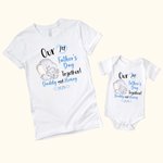 Personalised Cute Elephant Our First Father's Day T-shirt 100% Cotton Baby Onesie Dad and Baby Set with Name Gift for Dad Baby