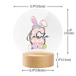 Personalisierte Playful Bunny Ohren Bowknot Ei Initiale LED-Nachtlicht mit hölzernen Basis und Name Ostern Party Zimmer Dekoration Geburtstagsgeschenk für Kinder