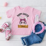 Personalized Happy Easter Cute Bunny 100% Cotton T-shirt Sweatshirt Hoodie with Name Easter Party Gift for Boys Girls