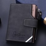 Cartera de cuero PU personalizada con foto iniciales y nombre grabados portabilletes triple plegado regalo ideal para cumpleaños o Día del Padre