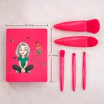 Gepersonaliseerde 3D Cartoon Karakter Geboortebloem 5 delige Make-up kwastenset met reisopbergdoos Verjaardag Bruidsmeisje Gift voor vrouwen Meisjes