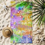 Serviette de plage personnalisée en microfibre à séchage rapide pour les vacances, les voyages et les anniversaires.