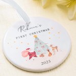Personalized Gift-giving Santa Claus Reindeer Ceramic Ornament with Name and Year First Christmas Decor Gift for Baby Boys Girls