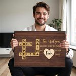 Personalized Crosswords Scrabble Puzzle Art Poster Framed Frameless Painting with Name Birthday Housewarming Gift for Family Member