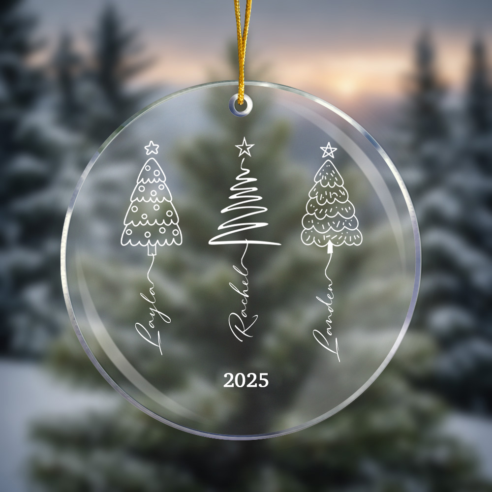 Ornement de Noël en Acrylique Personnalisé avec 1-5 Noms de Sapin et Année Décoration de la Maison Cadeau de Noël Festival pour la Famille les Amis