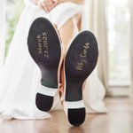 Personalized Groom Bridal Shoes Vinyl Decal Sticker with Name Date and Heart Multicolour Available Wedding Day Accessories for Couple