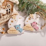 Personalized Stars Moon Bear Baby's First Christmas Ornament with Engraved Name Christmas Tree Decor Gift for Baby Boy Girl