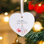 Personalized Gift-giving Santa Claus Reindeer Ceramic Ornament with Name and Year First Christmas Decor Gift for Baby Boys Girls