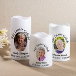 Personalisierte Porträt LED-Kerze mit Namen Datum Flammenlos Batteriebetrieben Sympathie Memorial Geschenk zum Verlust eines Geliebten Menschen