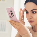 Personalised Cartoon Character Portable LED Double-Sided Compact Makeup Mirror with Birth Flower and Name Birthday Bridesmaid Gift for Women Girls