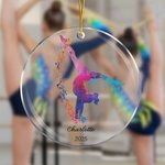 Gepersonaliseerd aquarel Gymnastiek Sport Silhouet Acryl Kerst Ornament met Naam Kerstboom Decor Cadeau voor Gymnasten