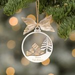Personalized Baby First Christmas Snowball Design Wooden Ornament with Name Christmas Tree Decor Newborn Gift for Baby Boys Girls