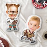 Oreiller personnalisé en forme humaine avec photo de visage de football amusant et nom Cadeau d'anniversaire pour garçons et filles