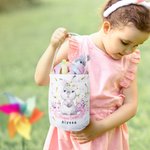 Personalisierter Niedlicher Osterhase Korb mit Namen und Hasenohren Wiederverwendbare Eimertasche Eiersuche Ostern Geschenk für Jungen Mädchen