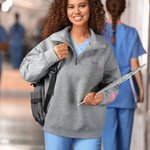 Personalized Embroidered Medical Assistant Zip Collared Sweatshirt with Name and Glitter Text Appreciation Gift for Nurse Doctor Medical Staff