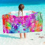 Serviette de plage personnalisée en microfibre à séchage rapide pour les vacances, les voyages et les anniversaires.