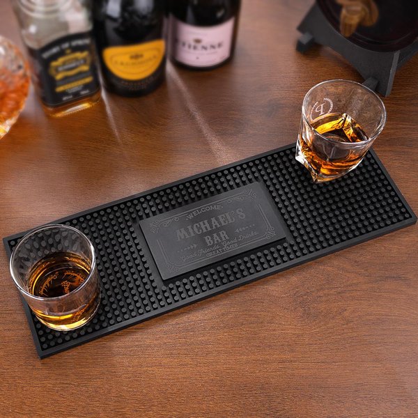 Gepersonaliseerde Welkom Geweldige Tijden Antislip Rubber Bar Mat Drink Onderzetter met Tekst Home Bar Decor Verjaardagscadeau voor barman Cocktail Lover Newlywed