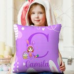 Personalisierter Cartoon Charakter Hasenkostüm Ostereier Kissenbezug mit Initiale Namen Haus Deko Ostern Geburtstagsgeschenk für Jungen und Mädchen