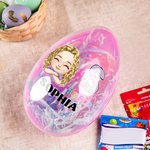 Personalized Cartoon Boy Girl Bunny Chick Initial Fillable Jumbo Easter Egg with Name Holiday Basket Stuffers Birthday Party Favors Gift for Kids