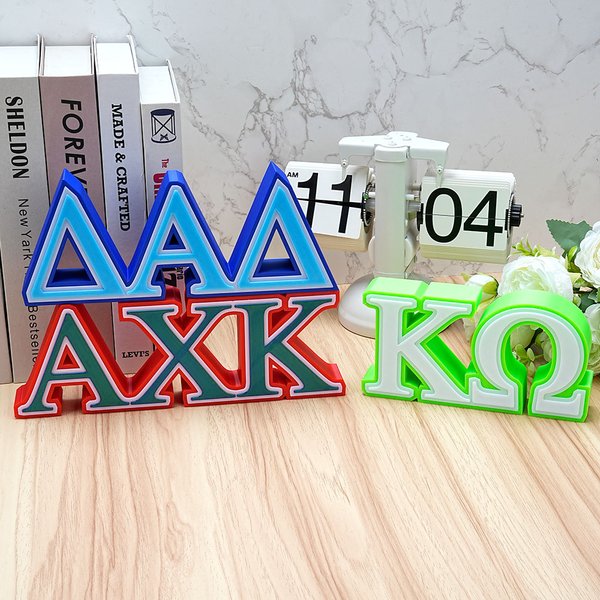 Personalized 3D Multicolor Sorority 2-3 Greek Letters Desk Dorm Decor Birthday Gift for Sisters Friends