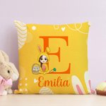 Personalisierter Cartoon Charakter Hasenkostüm Ostereier Kissenbezug mit Initiale Namen Haus Deko Ostern Geburtstagsgeschenk für Jungen und Mädchen