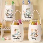 Gepersonaliseerde aquarel paashaas eieren initiële mand met naam paasfeest verjaardagscadeau voor jongens meisjes