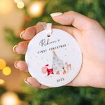 Personalized Gift-giving Santa Claus Reindeer Ceramic Ornament with Name and Year First Christmas Decor Gift for Baby Boys Girls