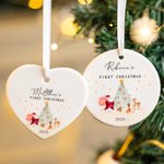 Personalized Gift-giving Santa Claus Reindeer Ceramic Ornament with Name and Year First Christmas Decor Gift for Baby Boys Girls