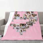 Personalisierte 24 Fotos Collagen Herz weiche Decke mit Text Valentinstag Hochzeit Geschenk für Ehepaar