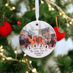 Personnalisé The Eras Tour Friendship Bracelet Design Photo Ceramic Christmas Ornament with City and Year Christmas Tree Decor Gift for Music Lover