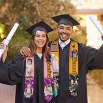 Personalized Multicolor Photo Graduation Stole with Text Class of 2025 Graduation Gift for Unisex Graduates