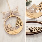 Personalized Baby First Christmas Snowball Design Wooden Ornament with Name Christmas Tree Decor Newborn Gift for Baby Boys Girls