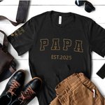 Personalized Faux Embroidered Dad T-Shirt Sweatshirt Hoodie with Est Year and Kid Names Father's Day Birthday Gift for Him