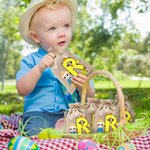 Personalized Cartoon Character Rabbit Chick Initial Drawstring Jute Treat Bag with Name Easter Party Favor Hunting Gift for Boys Girls