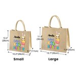 Gepersonaliseerde Schattige Expert Eierjager Cartoon Karakter Jute Tote Bag met Naam Party Favor Paasjacht Gift voor Jongens Meisjes