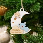 Personalized Stars Moon Bear Baby's First Christmas Ornament with Engraved Name Christmas Tree Decor Gift for Baby Boy Girl
