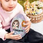 Personalized Cartoon Boy Girl Bunny Chick Initial Fillable Jumbo Easter Egg with Name Holiday Basket Stuffers Birthday Party Favors Gift for Kids