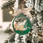 Personalized Baby First Christmas Snowball Design Wooden Ornament with Name Christmas Tree Decor Newborn Gift for Baby Boys Girls