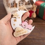 Personalized Stars Moon Bear Baby's First Christmas Ornament with Engraved Name Christmas Tree Decor Gift for Baby Boy Girl