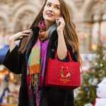 Personalizada Personaje de dibujos animados Acebo Lazo Reutilizable Bolsa de yute roja de regalo con nombre Inicial Navidad Fiesta Regalo para la familia