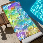 Serviette de plage personnalisée en microfibre à séchage rapide pour les vacances, les voyages et les anniversaires.