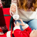 Personalized Gift-giving Santa Claus Reindeer Ceramic Ornament with Name and Year First Christmas Decor Gift for Baby Boys Girls