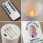 Personalisierte Porträt LED-Kerze mit Namen Datum Flammenlos Batteriebetrieben Sympathie Memorial Geschenk zum Verlust eines Geliebten Menschen