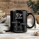 Gepersonaliseerde Family Forever Linked Together Kruiswoordraadsel 11 oz Keramische Mok met 2-8 Namen Verjaardag Housewarming Gift voor Moeder Oma