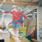 Gepersonaliseerd aquarel Gymnastiek Sport Silhouet Acryl Kerst Ornament met Naam Kerstboom Decor Cadeau voor Gymnasten