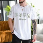 Personalized Faux Embroidered Dad T-Shirt Sweatshirt Hoodie with Est Year and Kid Names Father's Day Birthday Gift for Him