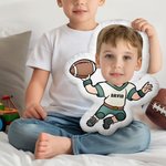 Oreiller personnalisé en forme humaine avec photo de visage de football amusant et nom Cadeau d'anniversaire pour garçons et filles